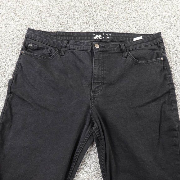 Lee Jeans Womens 18 Dark Black Denim Pants Mid Rise Boot Cut Flex Stretch Flare - Picture 6 of 14